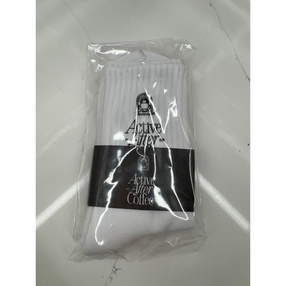 Active After Coffee bright white‎ crew socks